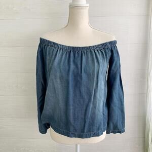 Cloth & Stone - Blue tencel chambray off-shoulder top, S